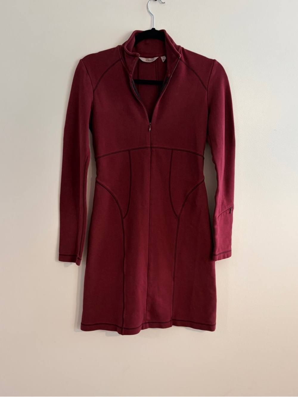 ATHLETA Cassidy Long Sleeve Maroon Ponte Knit Sweater Dress Outdoor Casual